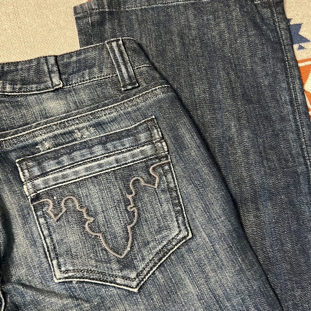 Antik Denim Womens Bootcut Jeans Dark Wash Distressed Size 27